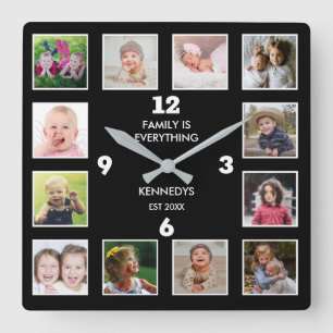 Erstellen Sie Ihren eigenen Foto Collage Frame der Quadratische Wanduhr