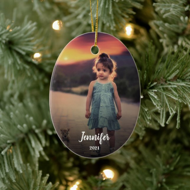 Erstellen Sie Ihren eigenen Foto-Monogramm-Namensa Keramik Ornament (Baum)