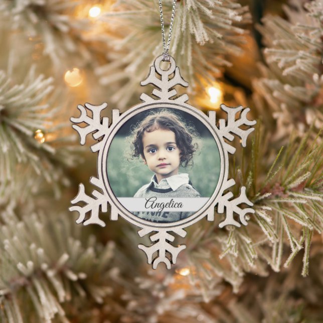 Erstellen Sie Ihren eigenen Foto Schneeflocken Zinn-Ornament (Baum)