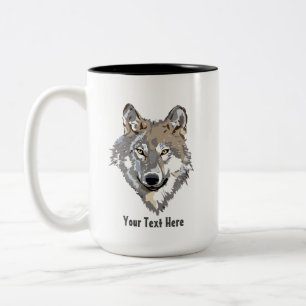Erstellen Sie Ihren eigenen grauen Wolf  Zweifarbige Tasse