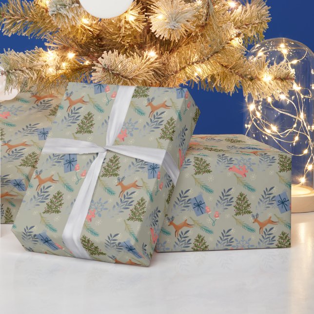 Erstellen Sie Ihren eigenen Hirsch- und Kaninchenw Geschenkpapier (Feiertage)