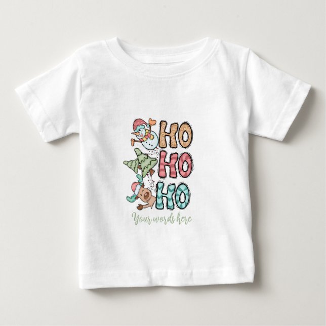 Erstellen Sie Ihren eigenen Ho Ho Ho Rentierbaum & Baby T-shirt (Vorderseite)