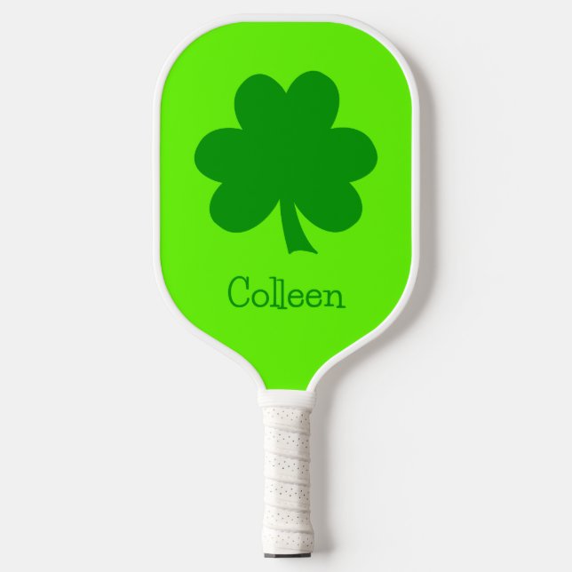 Erstellen Sie Ihren eigenen Kleeblatt St Patricks  Pickleball Schläger (Vorderseite)