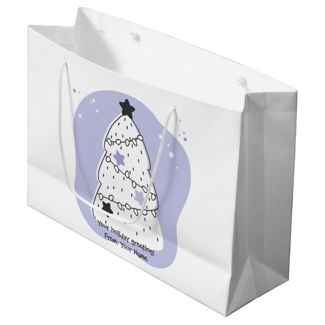Erstellen Sie Ihren eigenen Lila Christbaum Große Geschenktüte (Vorderseite Schrägansicht)