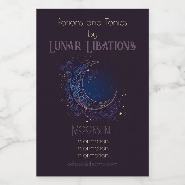 Erstellen Sie Ihren eigenen magischen blauen Mond Weinetikett (Einzelnes Label)