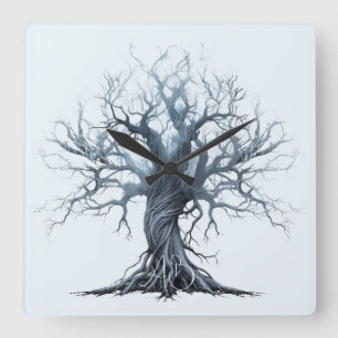 Erstellen Sie Ihren eigenen mystischen Blauen Tree Quadratische Wanduhr