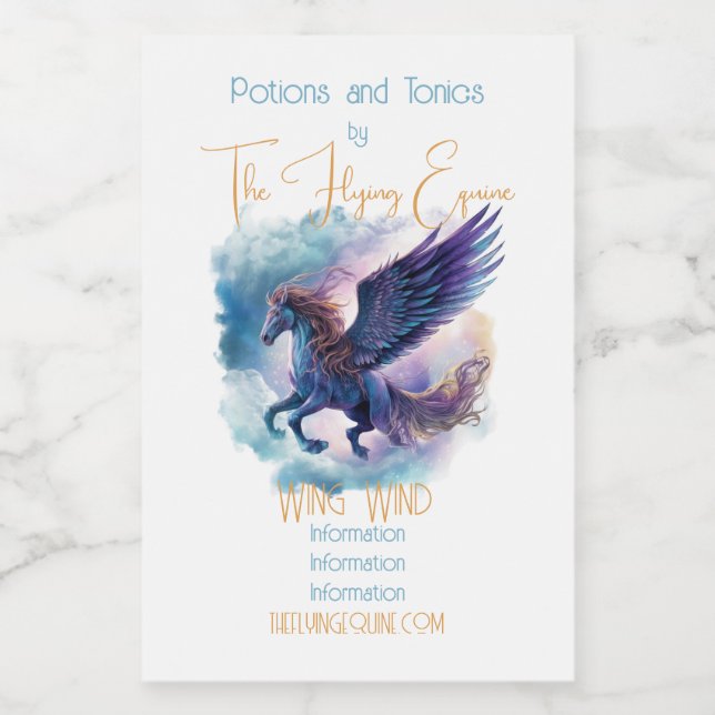 Erstellen Sie Ihren eigenen mythischen Pegasus Lebensmitteletikett (Einzelnes Label)