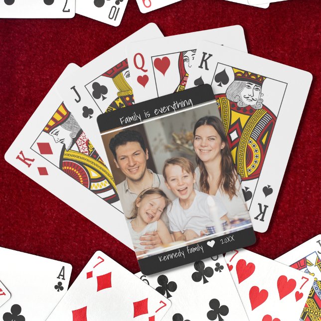 Erstellen Sie Ihren eigenen Namen für das Foto Fam Spielkarten (Create Your Own Family Name Family is everything Quote Photo Playing Cards)