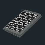 Erstellen Sie Ihren eigenen Namen Personalisiert Trifold Geldbörse<br><div class="desc">Erstellen Sie Ihren eigenen Namen Personalisierte Dreifache Brieftasche . Fügen Sie einfach einen Namen in die Vorlage und machen Sie eine elegante Men Wallet für sich oder ein Geburtstagsgeschenk oder Weihnachtsgeschenk für Familie oder Freunde.</div>