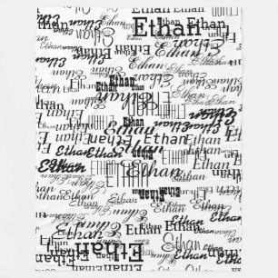 Erstellen Sie Ihren eigenen Namen schwarz und weiß Fleecedecke