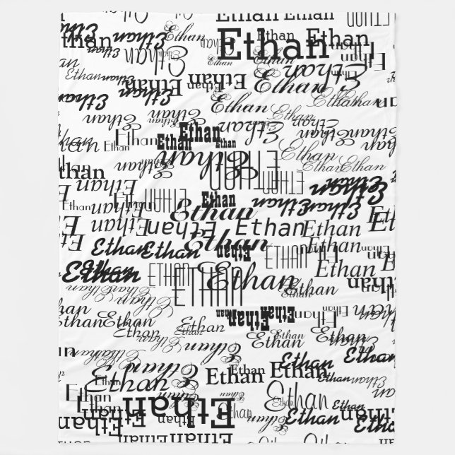 Erstellen Sie Ihren eigenen Namen schwarz und weiß Fleecedecke (Vorderseite)