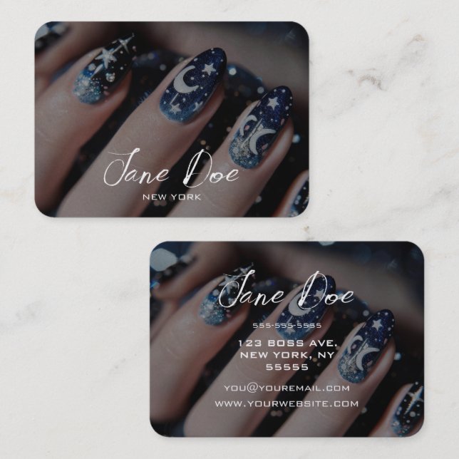 Erstellen Sie Ihren eigenen Night Sky Nail Technik Visitenkarte (Vorne/Hinten)