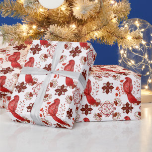 Erstellen Sie Ihren eigenen nordischen roten Kardi Geschenkpapier