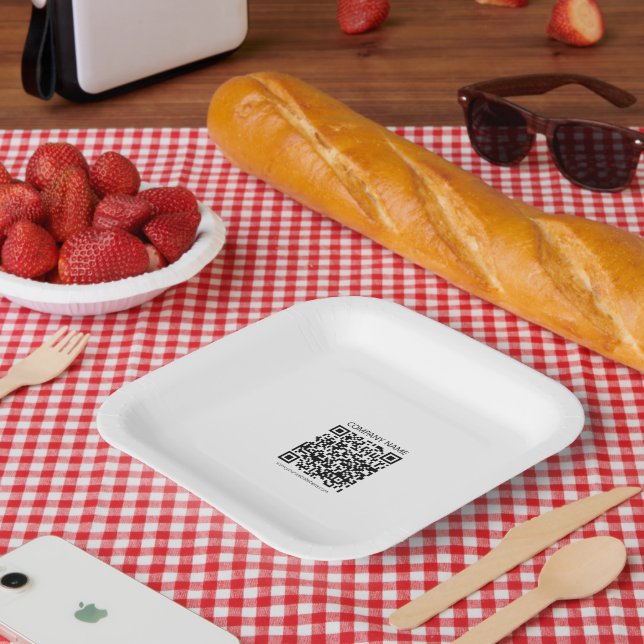 Erstellen Sie Ihren eigenen QR-Code | Schwarz und  Pappteller (Picknick)