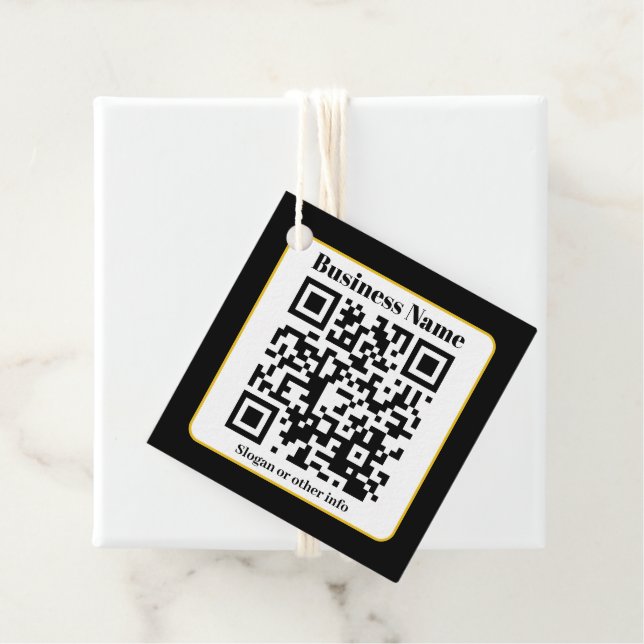 Erstellen Sie Ihren eigenen QR-Code | Schwarz-weiß Geschenkanhänger (Beispiel)