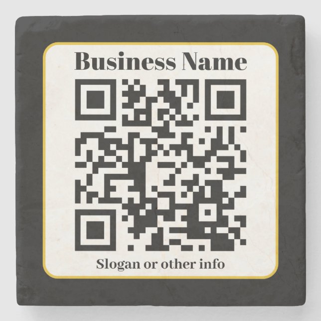 Erstellen Sie Ihren eigenen QR-Code | Schwarz-weiß Steinuntersetzer (Vorderseite)