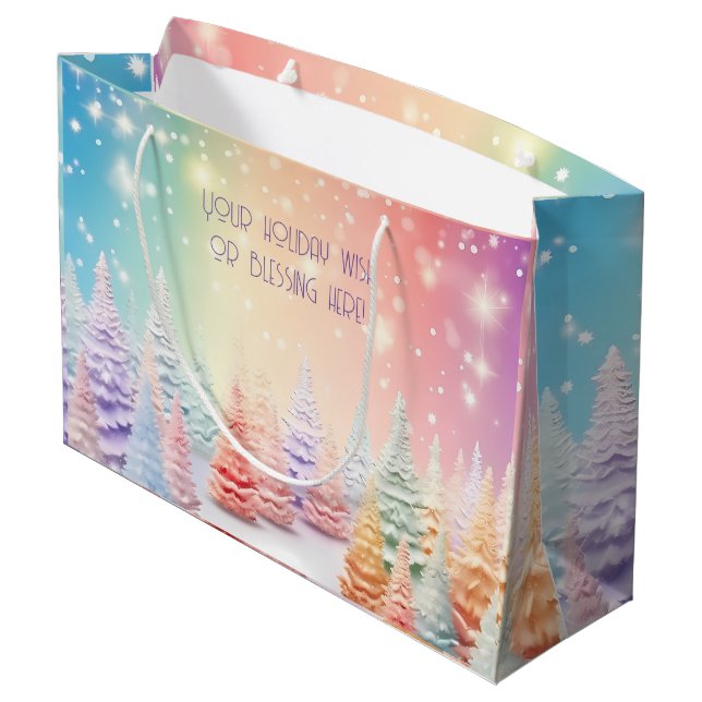 Erstellen Sie Ihren eigenen Regenbogenweihwald Große Geschenktüte (Rückseite Schrägansicht)