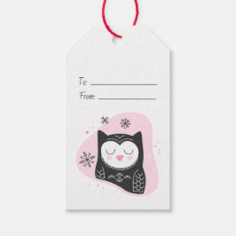 Erstellen Sie Ihren eigenen Retro-Schnee Owl Pink  Geschenkanhänger