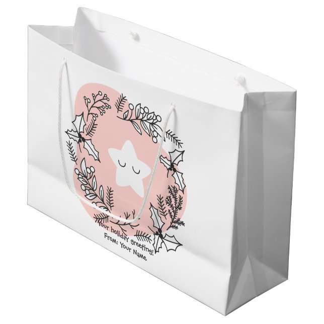 Erstellen Sie Ihren eigenen Retro Weihnachtsstern Große Geschenktüte (Vorderseite Schrägansicht)