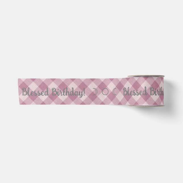 Erstellen Sie Ihren eigenen rosa Gingham Satinband (Vorderseite)