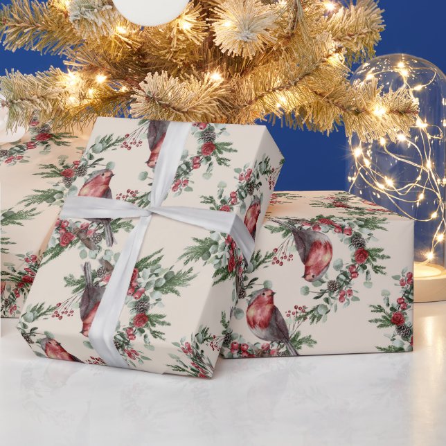 Erstellen Sie Ihren eigenen roten Weihnachtsvogel Geschenkpapier (Feiertage)