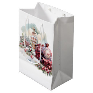 Erstellen Sie Ihren eigenen roten Weihnachtszug Mittlere Geschenktüte