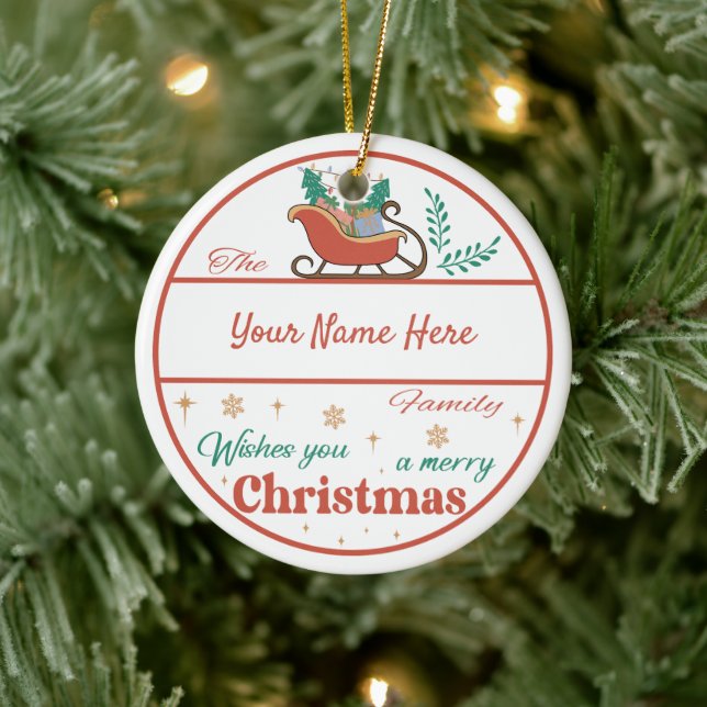 Erstellen Sie Ihren eigenen Schlittennamen und Wei Keramik Ornament (Baum)