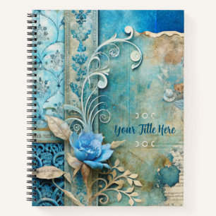 Erstellen Sie Ihren eigenen shabby chic blaue Rose Notizbuch