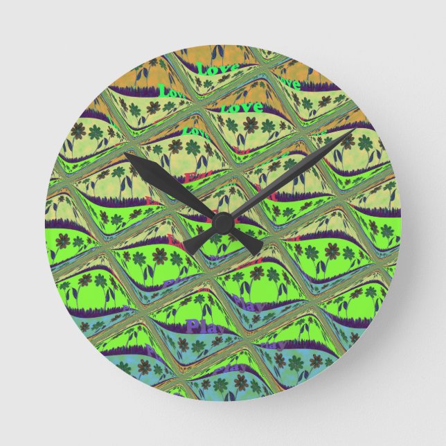 Erstellen Sie Ihren eigenen Spaß Retro schöne Blum Runde Wanduhr (Vorderseite)
