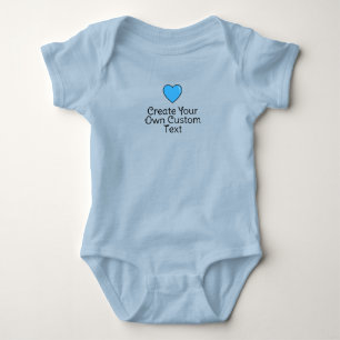 Erstellen Sie Ihren eigenen Text mit blauem Herzen Baby Strampler
