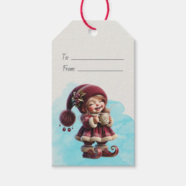 Erstellen Sie Ihren eigenen Vintage Weihnachts-Gno Geschenkanhänger (Vorderseite)