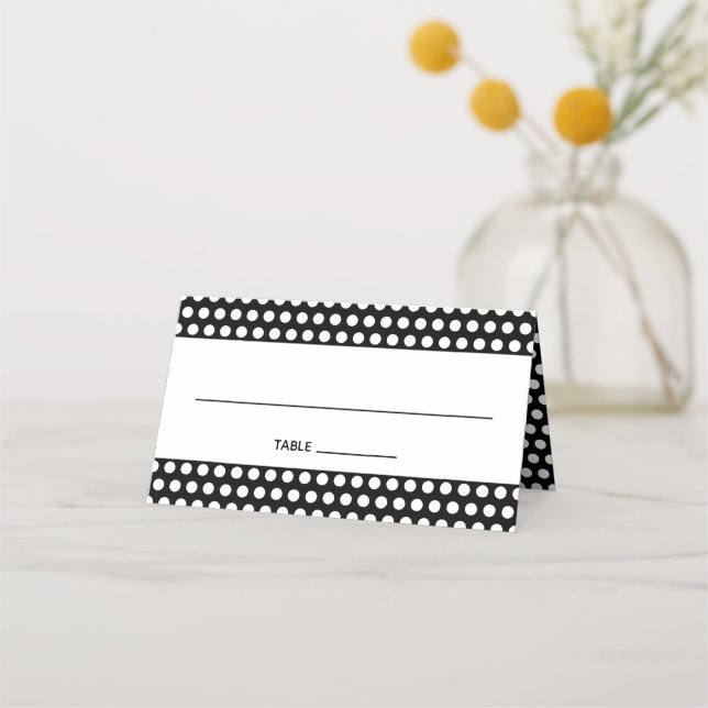 Erstellen Sie Ihren eigenen weißen Polka-Dot Platzkarte (Vorderseite)