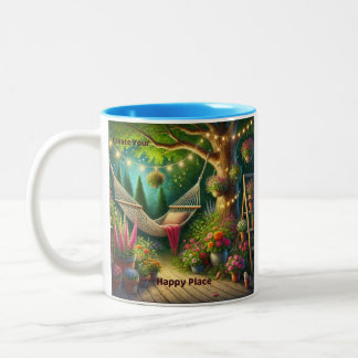 Erstellen Sie Ihren glücklichen Ort individuell an Zweifarbige Tasse