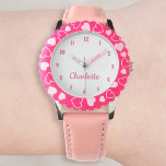 Erstellen Sie Ihren Individuelle Name Personalisie Armbanduhr<br><div class="desc">Erstellen Sie Ihre eigene personalisierte, Girls Spaß gürtelndes rosa Band, Edelstahl Handgelenk Uhr. Um diese Designvorlage zu bearbeiten, bearbeiten Sie einfach die Textfelder wie oben gezeigt. Sie können sogar mehr Text oder Bilder hinzufügen, Schriftart und Farben anpassen. Schaffen Sie eine wunderbare, individuelle Uhr für die kleine Prinzessin in Ihrem Leben...</div>