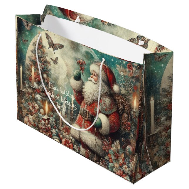 Erstellen Sie Ihren Viktorianischen Weihnachtsmann Große Geschenktüte (Rückseite Schrägansicht)