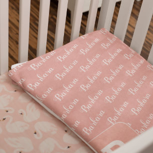 Erstellen Sie Mädchenname monogram pink Fleecedecke