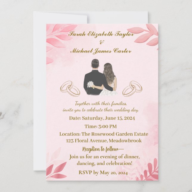 Erstellen Sie mit diesem eleganten Rosa einen unve Einladung (Vorderseite)