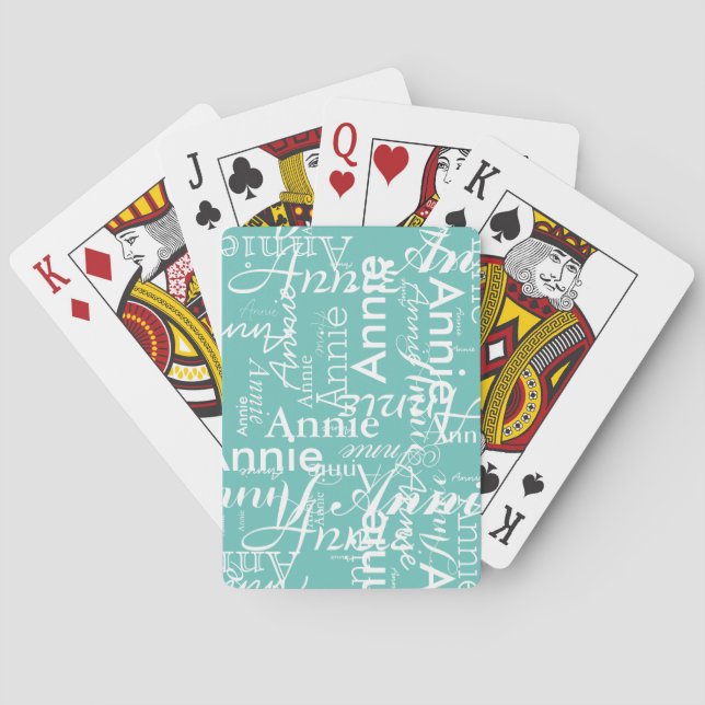 Erstellen Sie Personalisierte weiße Namen für Aqua Spielkarten (Rückseite)
