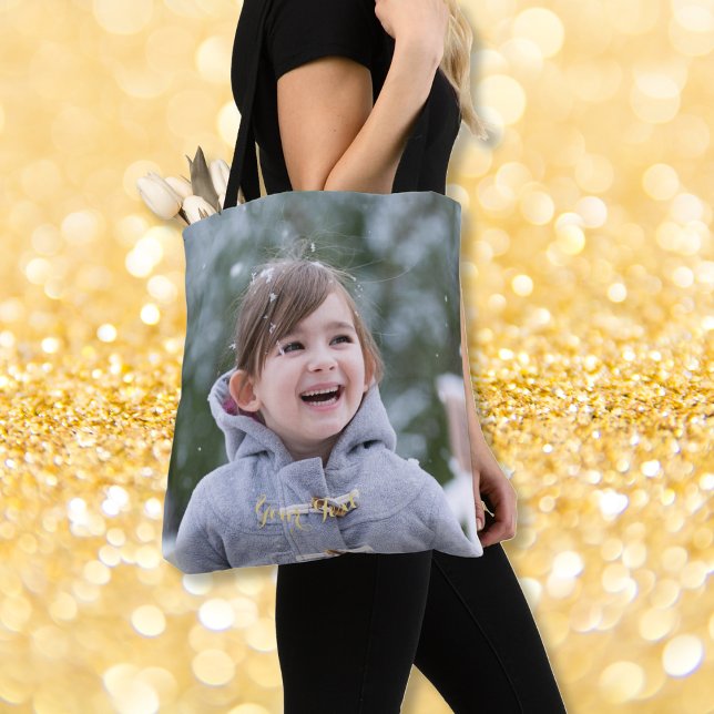 Erstellen Sie Personalisiertes Foto Stylish Trendy Tasche (Create Custom Personalized Photo Stylish Trendy Tote Bag)
