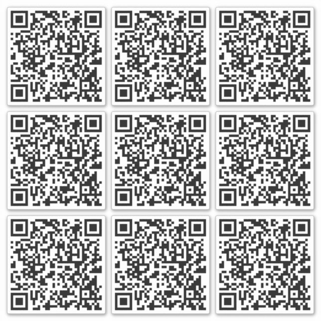Erstellen Sie sofort 9 Scannable QR Codes Schwarz- Aufkleber (Vorderseite)