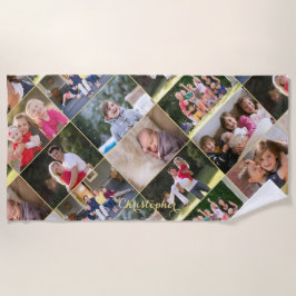 Erstellen von 9 FotoCollage Family Kids Mit Monogr Strandtuch