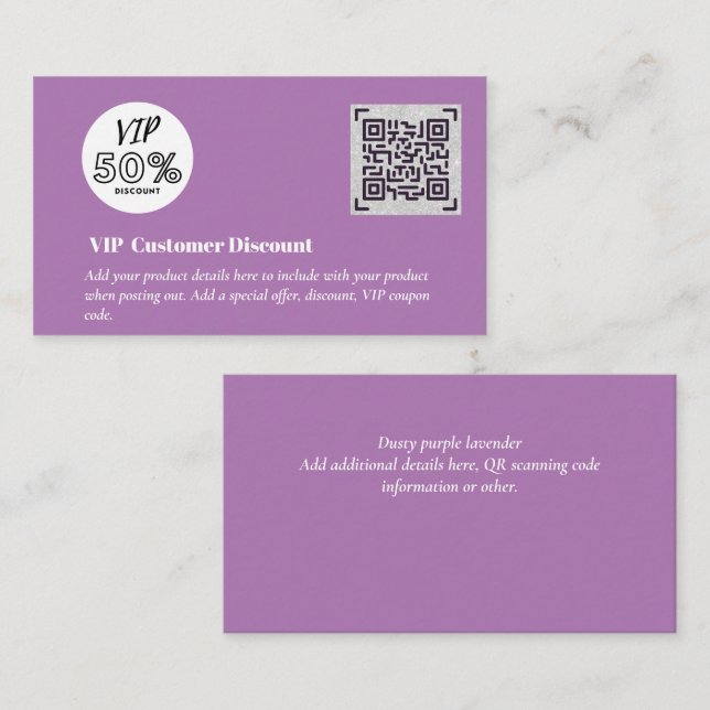 Erstellen von QR-Codes für den VIP-Rabatt für Kund Begleitkarte (Vorne/Hinten)