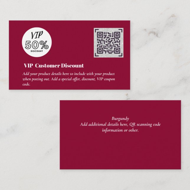 Erstellen von QR-Codes für den VIP-Rabatt für Kund Begleitkarte (Vorne/Hinten)
