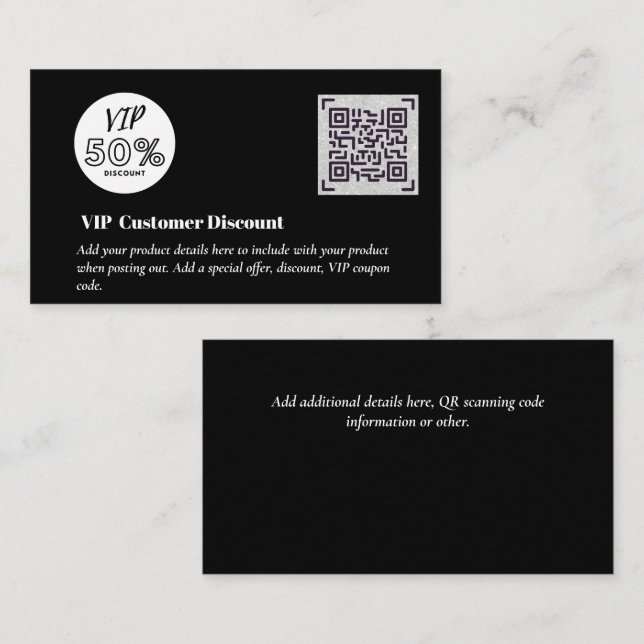 Erstellen von QR-Codes für den VIP-Rabatt für Kund Begleitkarte (Vorne/Hinten)