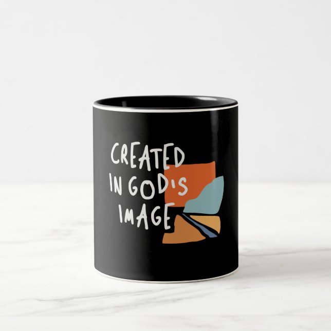 Erstellt in Gottes Bild - Inspirierend Christliche Zweifarbige Tasse (Mittel)