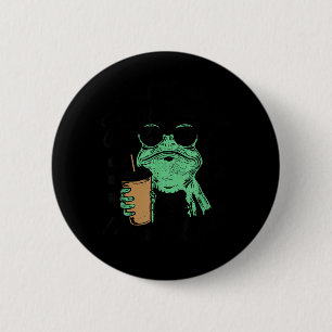 Erstens denkt Jesus, ein entzückender Froschkaffee Button