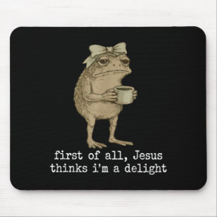 Erstens denkt Jesus, ein entzückender süßer Bogen Mousepad