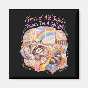 Erstens denkt Jesus, ein Vergnügen lustiger Waschb Magnet