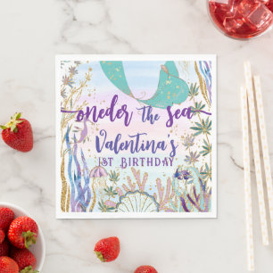 Erster 1. ONE der Sea Birthday Meerjungfrau Glitze Serviette