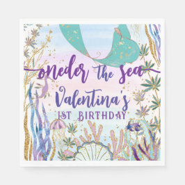 Erster 1. ONE der Sea Birthday Meerjungfrau Glitze Serviette